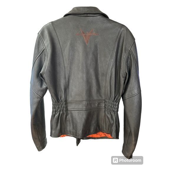 VTG 90's Y2K Harley Davidson Black Leather Jacket Motorcycle Size Medium - Picture 2 of 9